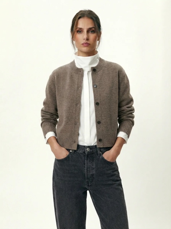 Wool cardigan, taupe